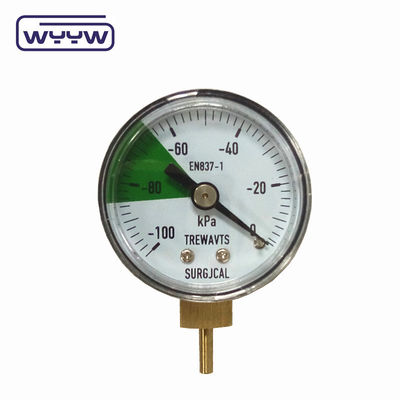 40 mm -100-0 Kpa Manometro Gauge sottovoce montato Case in acciaio con connessione in ottone