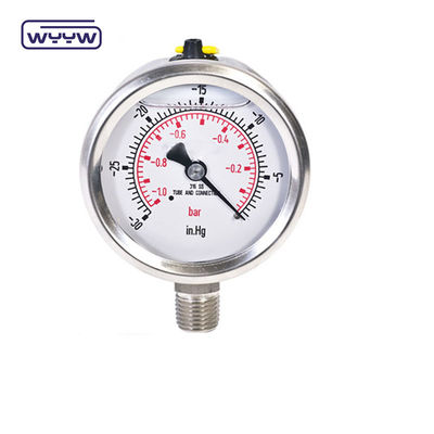 Black Steel and Glass Material Vacuum Pressure Gauge 1.5 quot to 6 quot Dial Size 0.1-2.4Mpa Pressure Range Various Connection Sizes