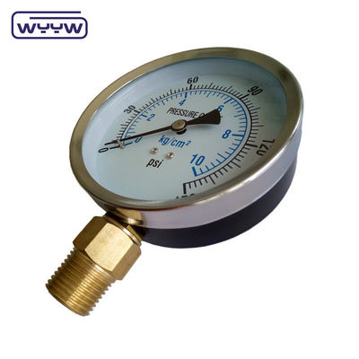 WYYW cassa di ferro da 100 mm MS manometro di connessione inferiore 16bar