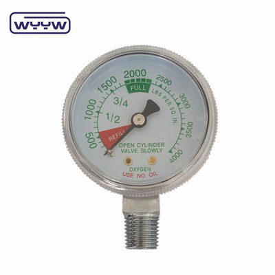 Prezzo di fabbrica 0-4000psi cromato per uso medico senza ingresso di olio sul fondo 50mm cromato cilindro di ossigeno manometro di pressione