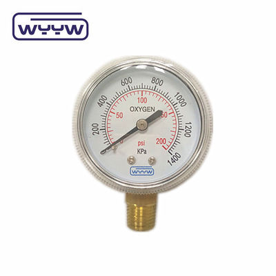Prezzo di fabbrica 0-4000psi cromato per uso medico senza ingresso di olio sul fondo 50mm cromato cilindro di ossigeno manometro di pressione