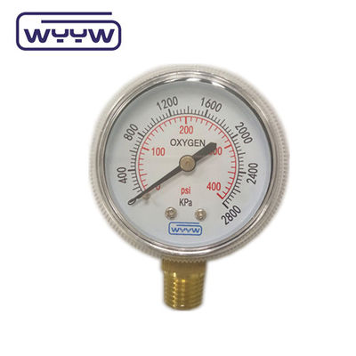 Prezzo di fabbrica 0-4000psi cromato per uso medico senza ingresso di olio sul fondo 50mm cromato cilindro di ossigeno manometro di pressione