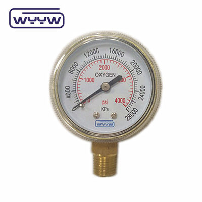 Prezzo di fabbrica 0-4000psi cromato per uso medico senza ingresso di olio sul fondo 50mm cromato cilindro di ossigeno manometro di pressione