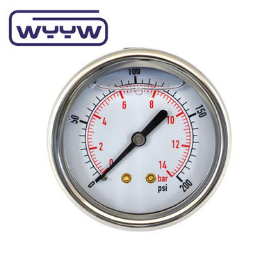 En837-1 63mm posteriore tutto acciaio inossidabile ottone tubo di burdone manometro di pressione 0-20bar/0-300psi 1/4