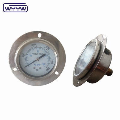 Misuratore di pressione a doppia scala con flangia anteriore di 63 mm EN837-1 riempito di olio di glicerina