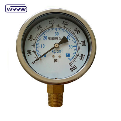 Barra piena di glicerina liquida idraulica 100 mm fondo 3/8&quot;BSP 1/2&quot;G manometri di pressione EN837-1