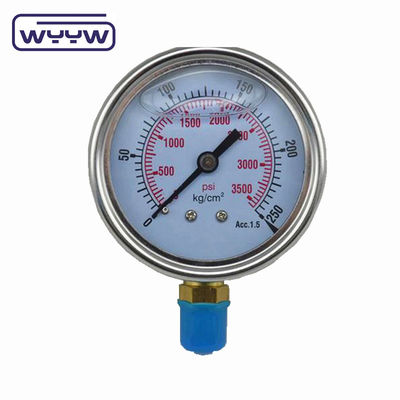 Misuratore portatile idraulico di pressione dell'acqua Tester Gauge Bottom Mount Case Stainless Steal 100MM manometro di pressione 600 bar