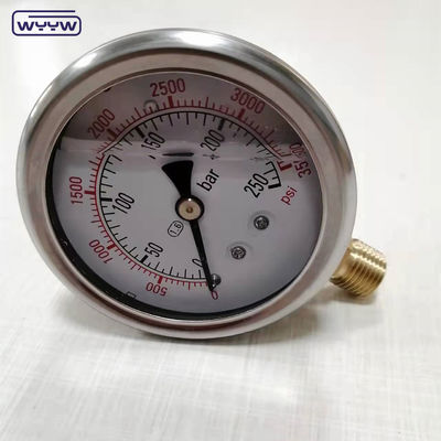 oem per manometro di pressione industriale penumatico 1/4&quot;G connessione radiale liquido riempito bar manometro di pressione 2.5&quot;