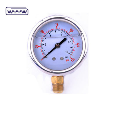 EN837-1 Glicerina 63mm 1psi 0- 600 Psi Npt 1/4 manometro di pressione pieno di olio