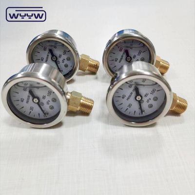 40 mm quadrante ss304 cassa puntatore tipo tubo borodon verticale 0-10bar / psi manometro di pressione riempito di olio 1-1/2