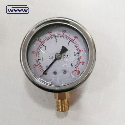 Collegamento in ottone di alta qualità 1/4&quot; BSP Bar Psi a doppia scala EN837-1 Accurac 1.6 Pressometro riempito di liquido