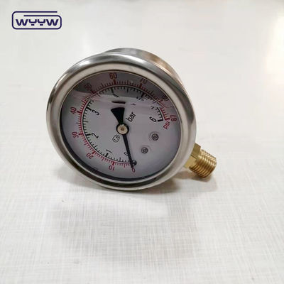 Collegamento in ottone di alta qualità 1/4&quot; BSP Bar Psi a doppia scala EN837-1 Accurac 1.6 Pressometro riempito di liquido
