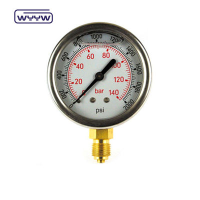 Fabbrica DN65 Alta resistenza al sisma in acciaio inossidabile 2.5 pollici 1/4 &quot;NPT oleo liquido Diesel manometro di pressione