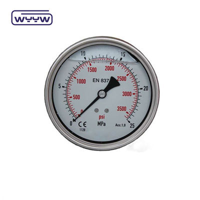 63mm EN837-1 acqua idraulica 0-10bar/psi olio di ingresso assiale manometro di pressione riempito con glicerina 2,5&quot;