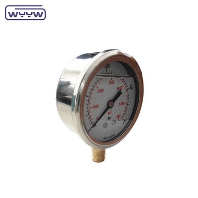 YN60 resistente agli urti, in acciaio inossidabile a base radiale riempito di olio, calibro 2,5&quot; ad alta pressione 400 bar