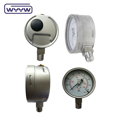 Misuratore di pressione in acciaio inossidabile a doppia scala resistente agli urti 100 mm