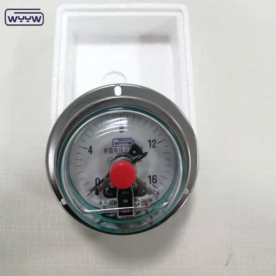 0-1MPa Misuratore di pressione di contatto elettrico, Misuratore di pressione riempito di olio di silicone con flange