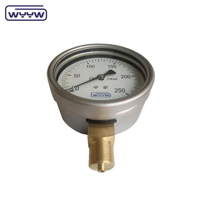 China fabbrica manometro di pressione capsula 100 mm mbar ss cassa di ottone connessione 1/2 &quot;bsp cmh2o manometro a bassa pressione