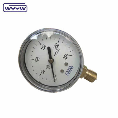 China fabbrica manometro di pressione capsula 100 mm mbar ss cassa di ottone connessione 1/2 &quot;bsp cmh2o manometro a bassa pressione