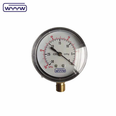100 kPa SS304 Capsule Pressure Gauge 63mm 100 kPa Montatura inferiore