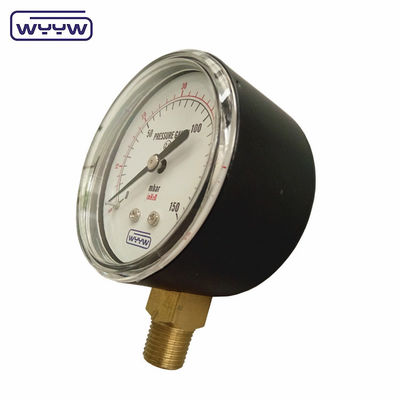 150mbar Basso tipo di battito Manometro di pressione 63mm Montatura di fondo