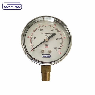 150mbar Basso tipo di battito Manometro di pressione 63mm Montatura di fondo