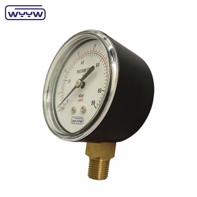 150mbar Basso tipo di battito Manometro di pressione 63mm Montatura di fondo