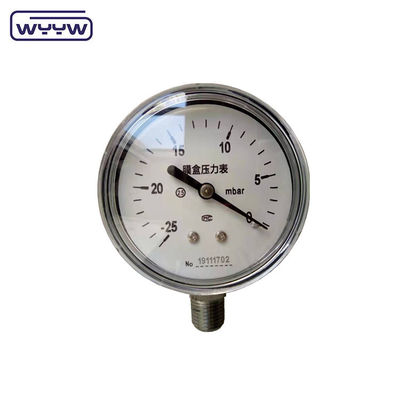 MMWC &amp; Mbar 63 mm Manometro di pressione capsula Materiale in acciaio inossidabile