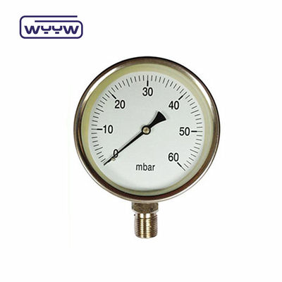 100 mm Bayonet di acciaio inossidabile, Bellows Gas Pressure Gauge Mbar