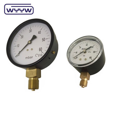 80 mm Kpa Mbar Bellows Pressurometro Manometro a bassa pressione Collegamento radiale