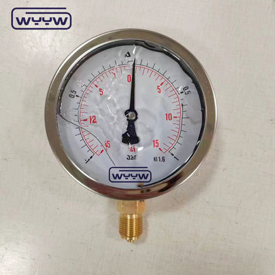 SS304 Cassa Composta Indicatore di pressione Indicatore di pressione Direzione radiale -1-1bar -15-15psi 100mm Riempimento di olio