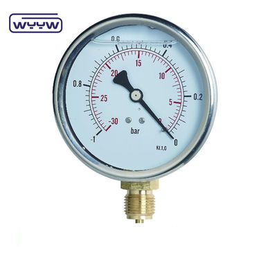SS304 Cassa Composta Indicatore di pressione Indicatore di pressione Direzione radiale -1-1bar -15-15psi 100mm Riempimento di olio