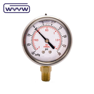 SS304 Cassa Composta Indicatore di pressione Indicatore di pressione Direzione radiale -1-1bar -15-15psi 100mm Riempimento di olio