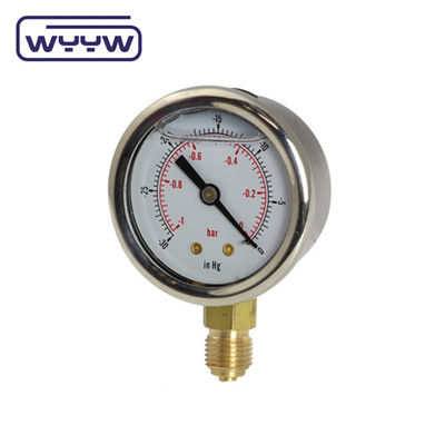 SS304 Cassa Composta Indicatore di pressione Indicatore di pressione Direzione radiale -1-1bar -15-15psi 100mm Riempimento di olio