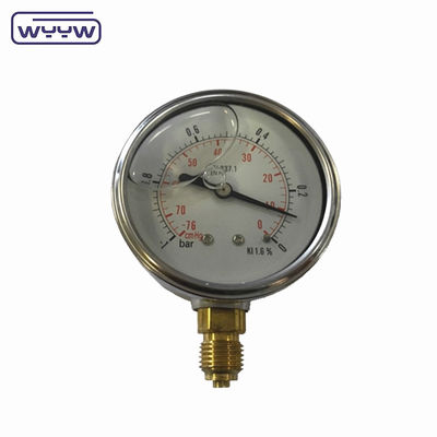 SS304 Cassa Composta Indicatore di pressione Indicatore di pressione Direzione radiale -1-1bar -15-15psi 100mm Riempimento di olio