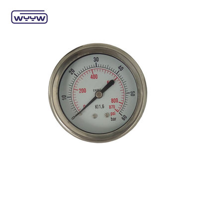 Glicerina assiale 63 mm Misuratore di pressione composto Misuratore di pressione idraulica dell'acqua Tester Back Mount