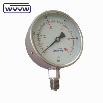 Y-100H non utilizzare olio ossigeno 100mm fondo di alta precisione M20X1.5 G1/2&quot; asciutto tutto manometro in acciaio inossidabile