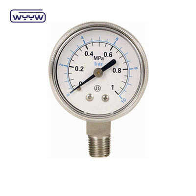 60 mm Air Pressure Gauge in acciaio inossidabile connessione inferiore a doppia scala