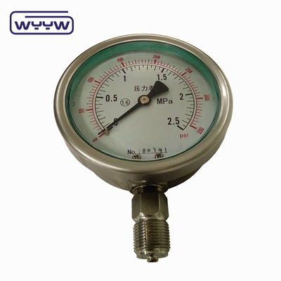 100mm 4 pollici kgf/cm2 psi doppia bilancia tutti in acciaio inossidabile manometro di pressione dell'olio produttore in Cina