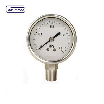 SS316 Manometro di pressione pieno di liquido inferiore 63 mm