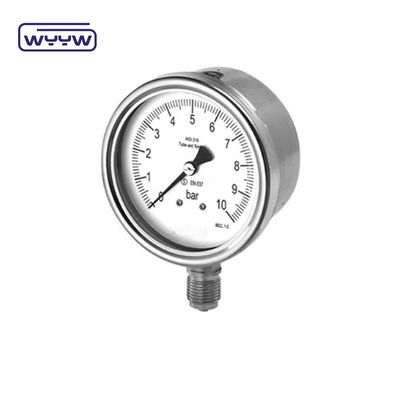 Indicatore di pressione riempito di liquido a montaggio inferiore Standard EN 837-1 YTN-100