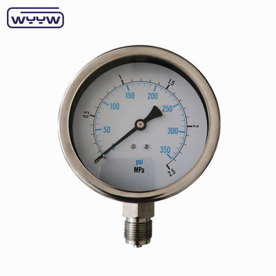 4 pollici di acciaio inossidabile oleo riempito manometro con 2,5%/1,6% di precisione e 1/4''PT/NPT/G/M filo