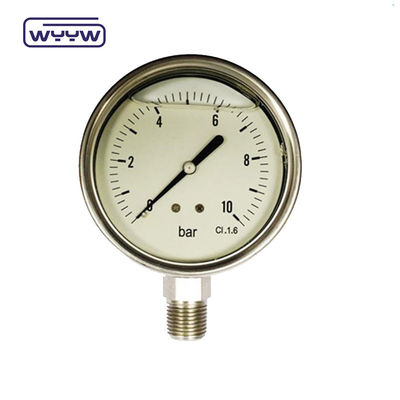 4 pollici di acciaio inossidabile oleo riempito manometro con 2,5%/1,6% di precisione e 1/4''PT/NPT/G/M filo
