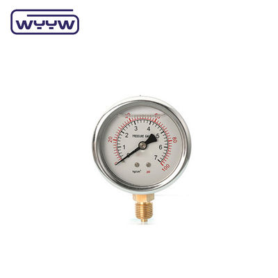 Misuratore di pressione riempito di liquido di silicone / glicerina 0-600 bar Aseismico