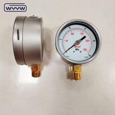 Cassa in acciaio inossidabile a bezzello Manometro pressione del gas 0-25MPa 0-250kgf/Cm2