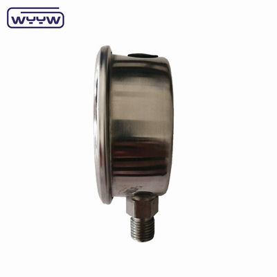 1/4 PT Manometro riempito di liquido Verniciato in nero Punteggio in alluminio Finestra acrilica