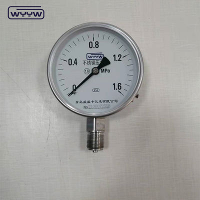 100 mm di diametro SS304 Pressometro a secco con accuratezza ± 1,6% Classe alternativa