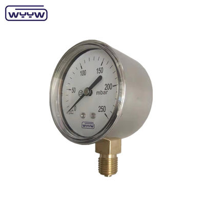 63mm 100mm 150mm Capsule Pressure Gauge con cassa in acciaio nero o in acciaio inossidabile e puntatore nero in alluminio