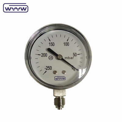 2.5% di precisione di pressione Capsule Pressure Gauge con cassa in acciaio inossidabile e puntatore nero in alluminio