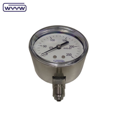 2.5% di precisione di pressione Capsule Pressure Gauge con cassa in acciaio inossidabile e puntatore nero in alluminio